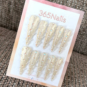 Champagne Halo - Iridescent Crystal Stiletto Press-On Nails | Crystal Armor Series