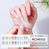 Semi-Cured Gel Nail Strips Sparkle Rainbow Aurora Sheer Glossy Design (MOQ=3)