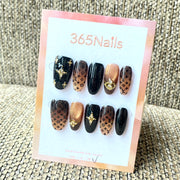Luxury Logo 365nails: "Gilded Eclipse Monogram" – 3D Gold Cross & Cat-Eye Handmade Oval Nails