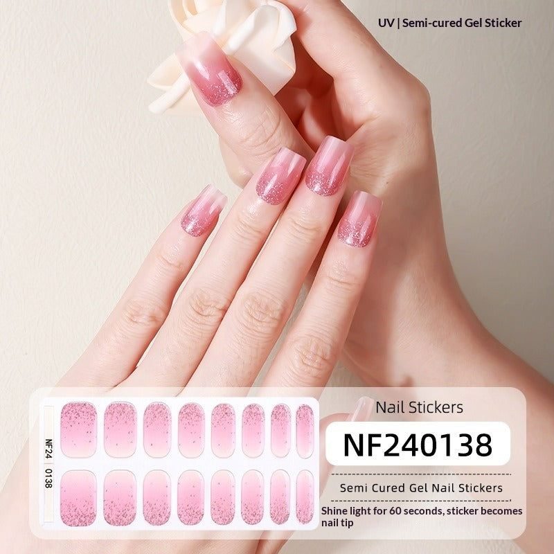 Semi-Cured Gel Nail Strips 3D Foil Heart Glossy Design (MOQ=3)