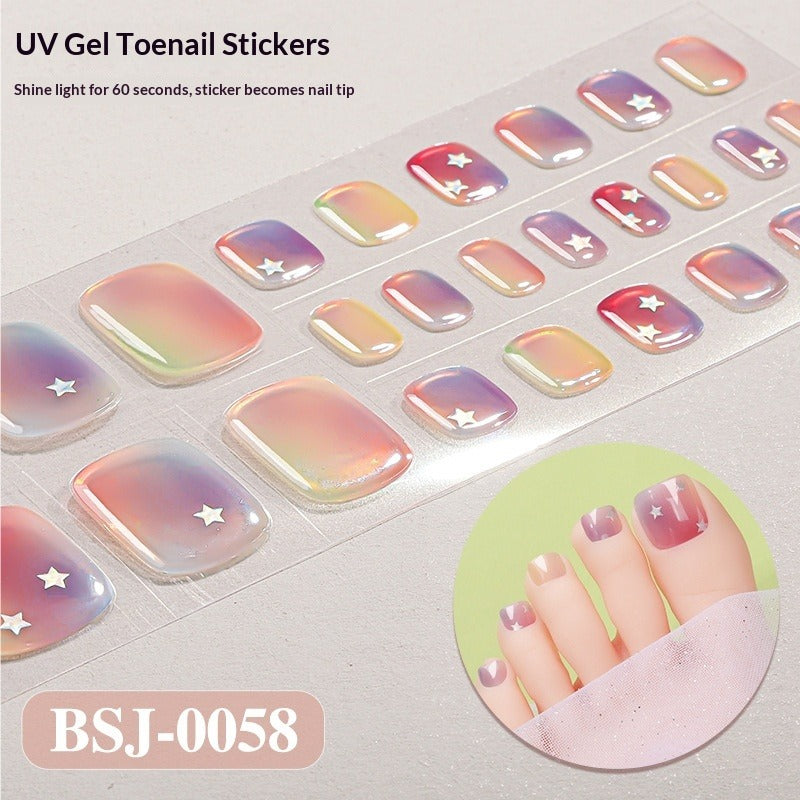 Semi-Cured Gel Nail Strips Gradient Bloom 3D Foil Toe Design (MOQ=3)