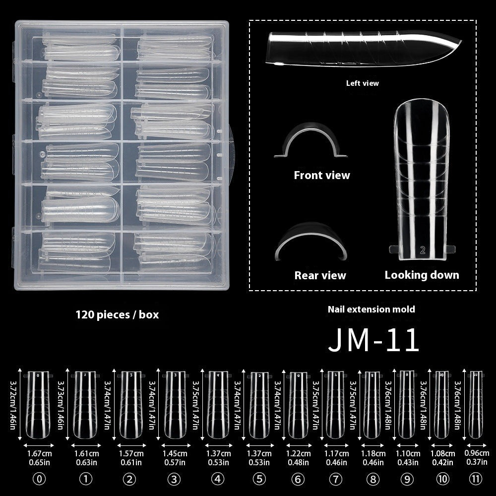 Nail Tips 120 transparent crystal nail molds, boxed with graduated crystal extension nail molds,  rapid phototherapy extension nail molds