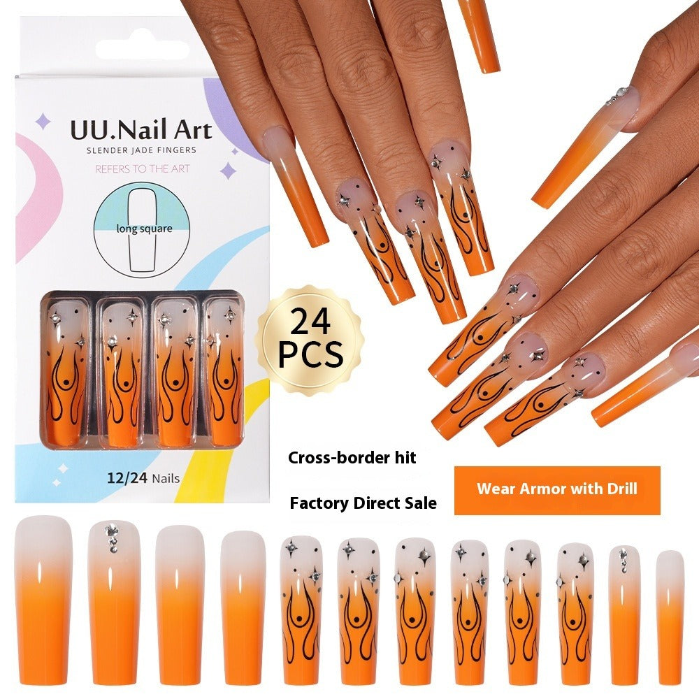Long press on nails, French versatile patch nail art removable prefabricated fake nail press on nails piece (MOQ=3)