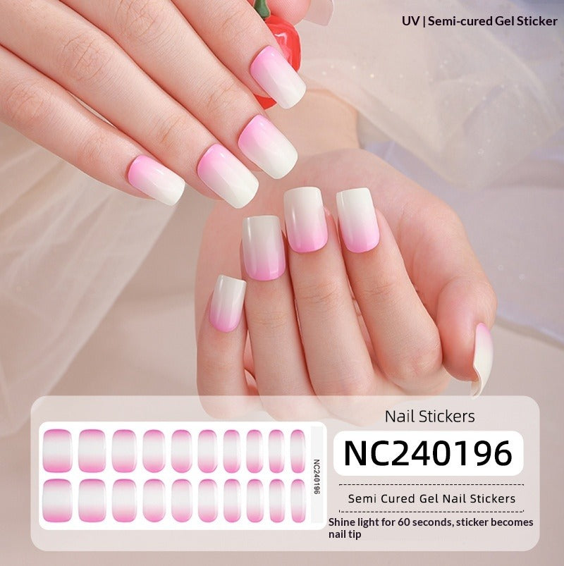 Semi-Cured Gel Nail Strips French Style Soft Color Gradient Glossy Set (MOQ=3)