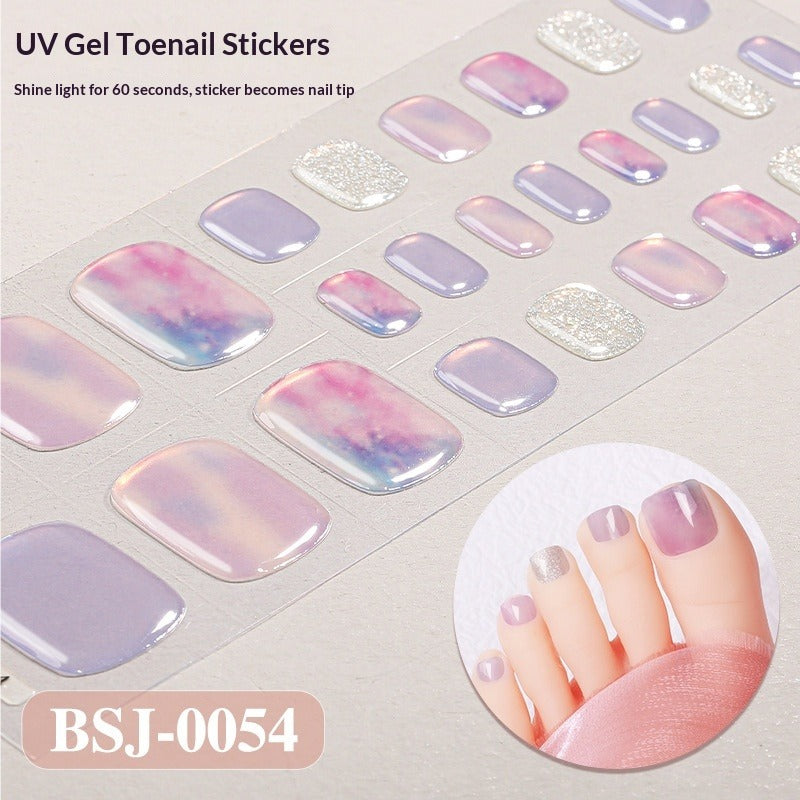 Semi-Cured Gel Nail Strips Gradient Bloom 3D Foil Toe Design (MOQ=3)