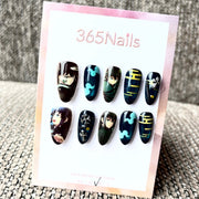 365nails: "Demon Slayer Muichiro Tokito" – Handmade Short Almond Press-On Nails