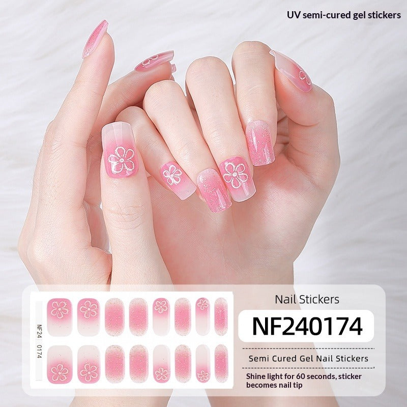Semi-Cured Gel Nail Strips Christmas Snowflake Festive Glossy Design (MOQ=3)