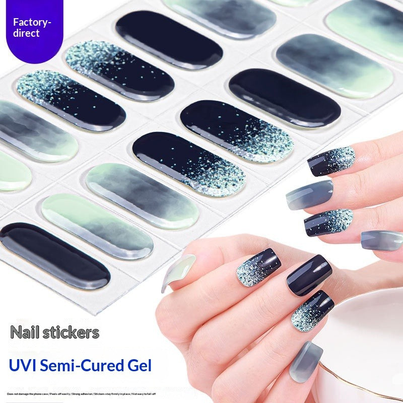 Semi-Cured Gel Nail Strips 3D Foil Gold Metallic Shimmer Glossy Set (MOQ=3)