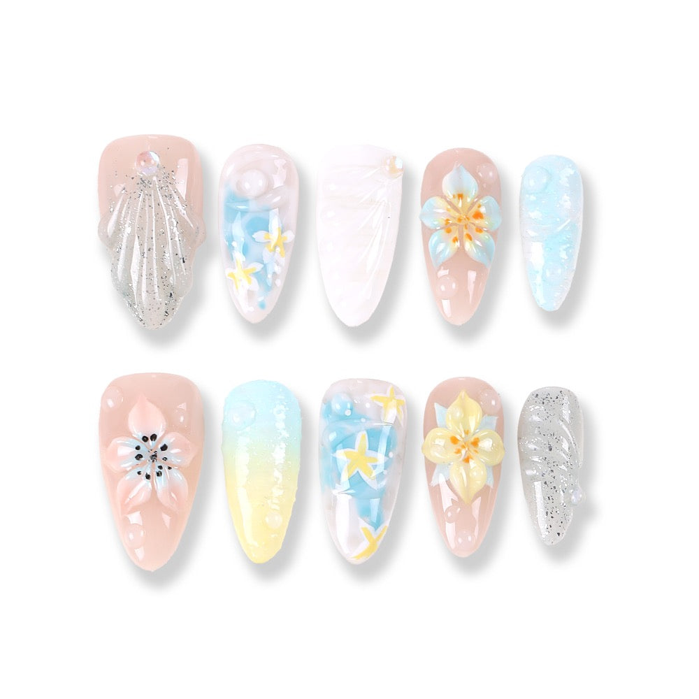 365Nails Sea Breeze Blossom 3D Press-On Nails