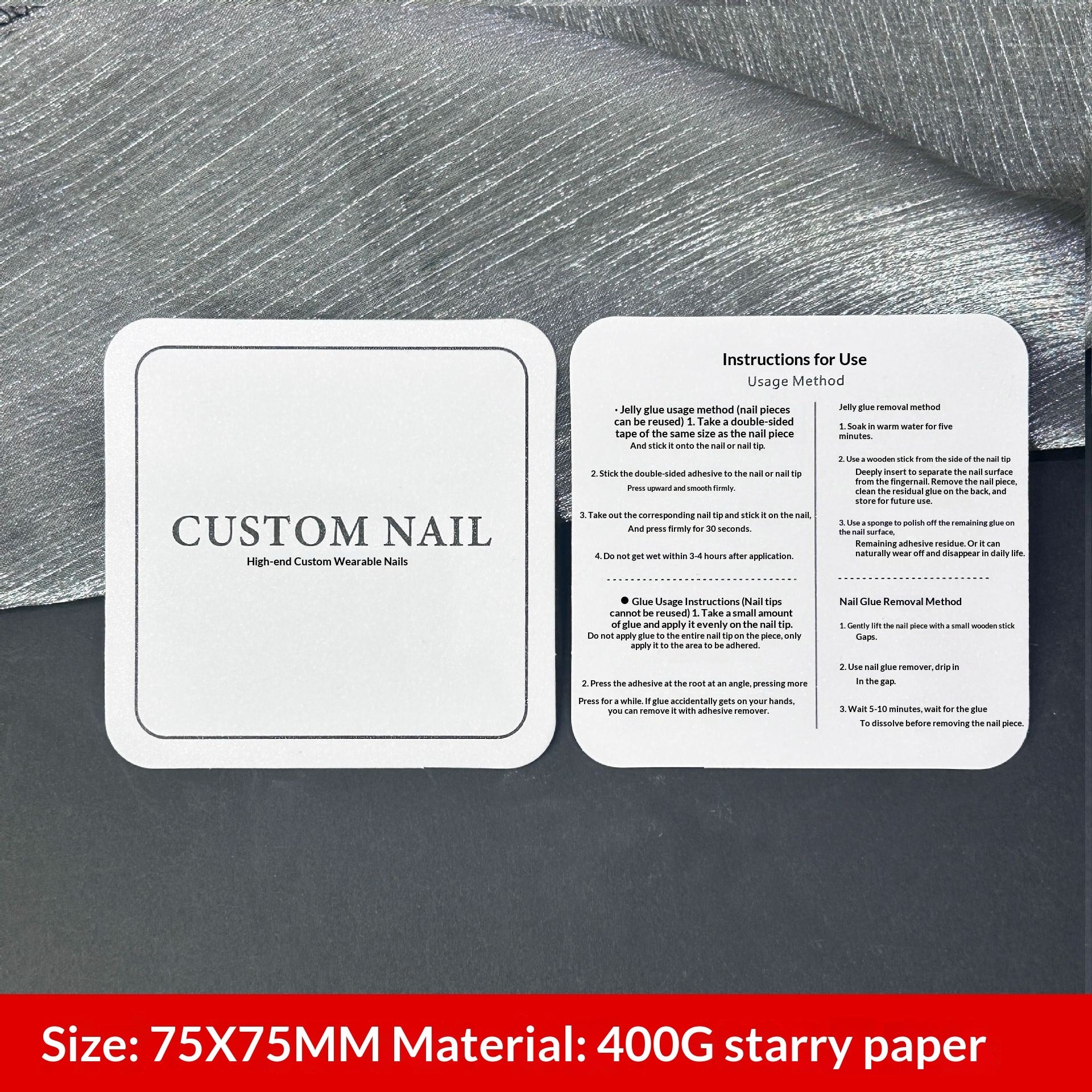 Galaxy Black Display Cards for Press On Nail Collections (MOQ=50)