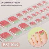 Semi-Cured Gel Nail Strips Gradient French Sheer Glitter Toe Design (MOQ=3)