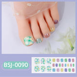 Semi-Cured Gel Nail Strips Toe Nails Pure Color Mismatch Glitter Glossy Set (MOQ=3)