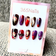 365nails: "Demon Slayer Yoriichi Tsugikuni" – Handmade Short Almond Press-On Nails