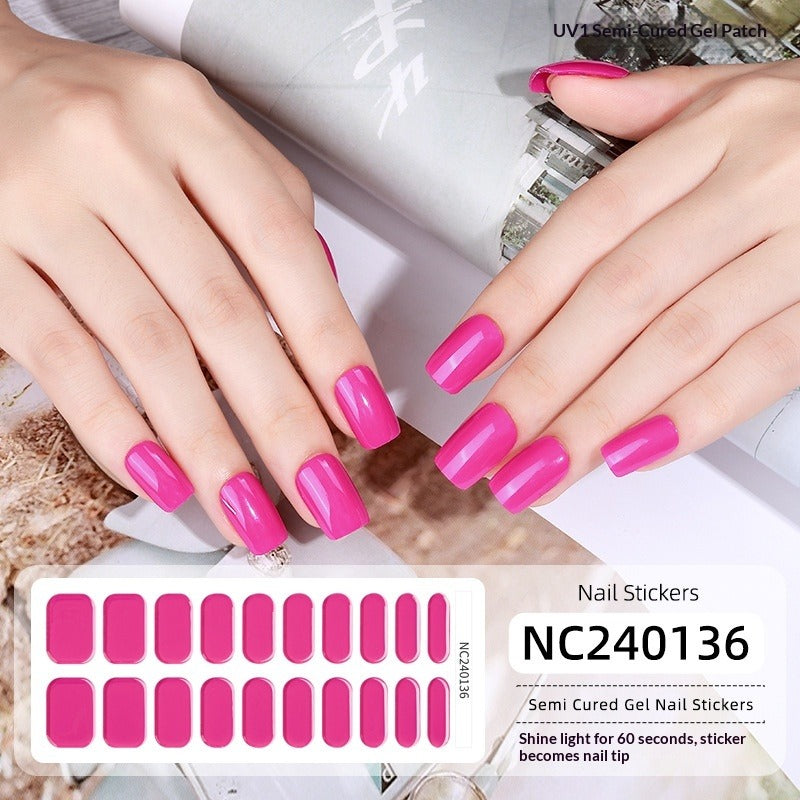 Semi-Cured Gel Nail Strips Solid Pearl Minimal Glossy Design (MOQ=3)