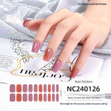 Semi-Cured Gel Nail Strips Sparkle Diagonal Cat Eye Glossy Design (MOQ=3)