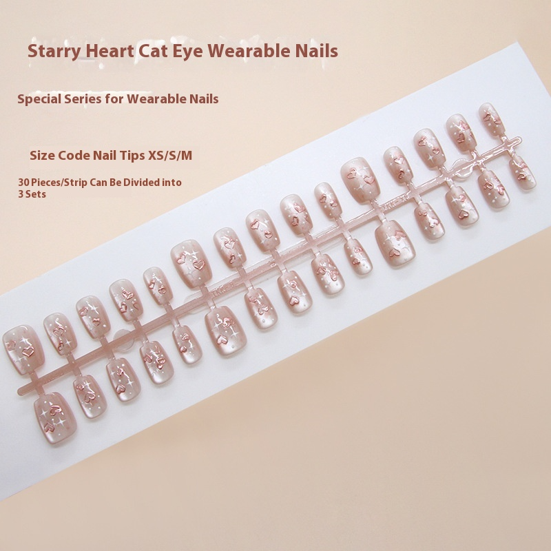 Pontas de unha pré-fabricadas, unhas brilhantes, estrela tridimensional, amor, olho de gato, divertidas, doces, versáteis, peças de arte para unhas, 30 peças｜365nails
