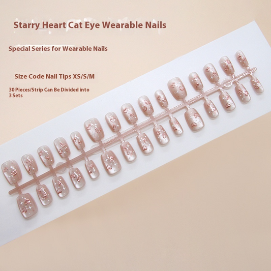Nail Tips  prefabricated nail shining star three-dimensional love cat eye playful sweet versatile  nail art pieces 30 pieces｜365nails
