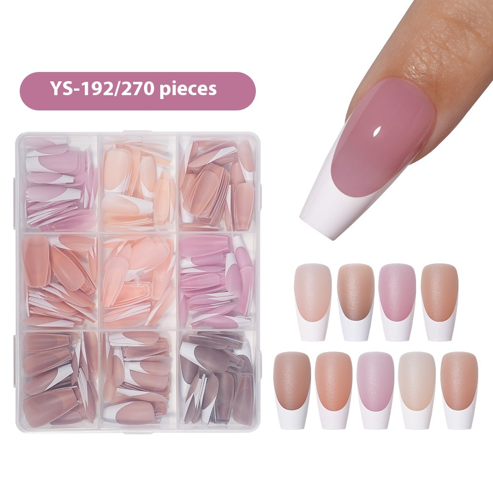 Nail Tips explosion French press on nails multi-color Jiugongge nude nail art trapezoidal removable fake nail piece wholesale women