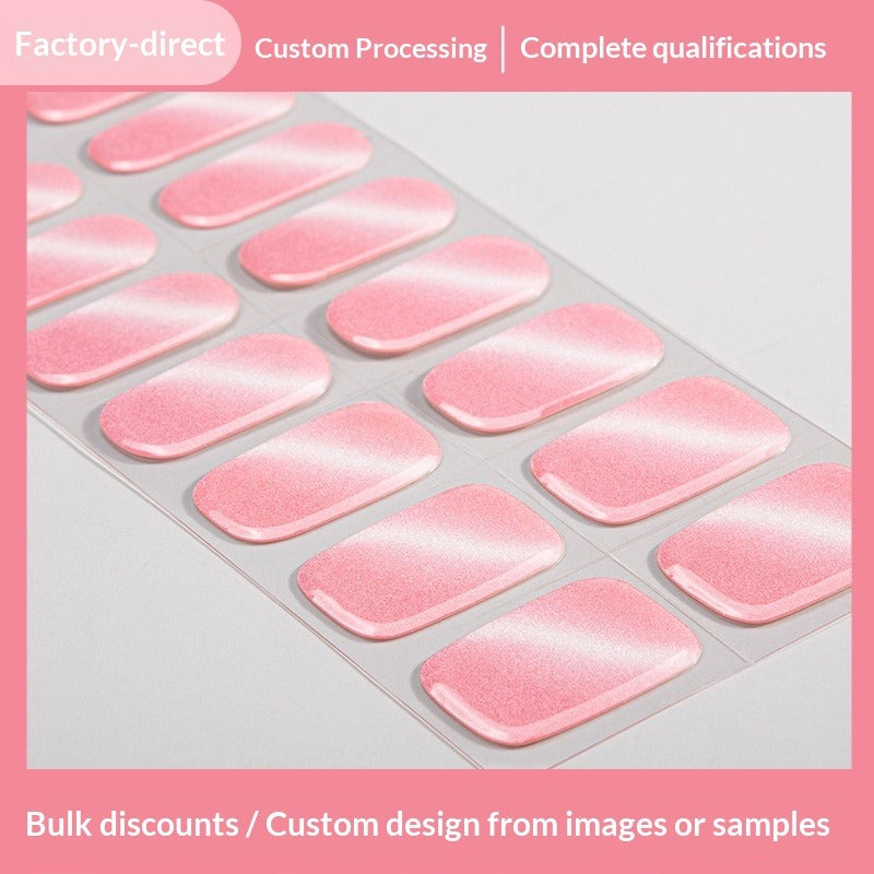 Semi-Cured Gel Nail Strips Cat Eye Metallic Glossy Gradient Set (MOQ=3)