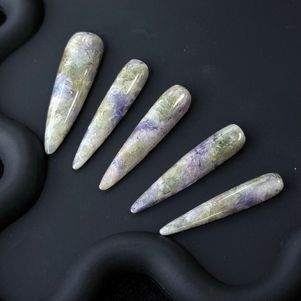 Long Stiletto Multicolor Graphic Nail Tips