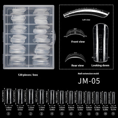Nail Tips 120 transparent crystal nail molds, boxed with graduated crystal extension nail molds,  rapid phototherapy extension nail molds