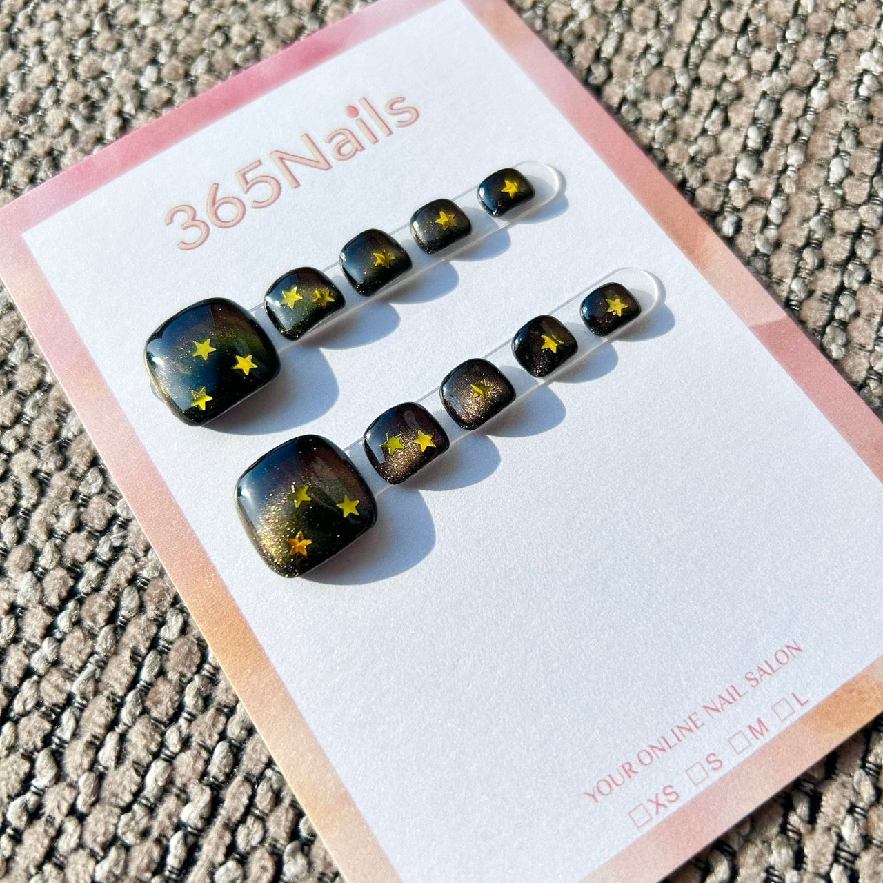 365nails: "black gold galaxy" – handmade press-on pedicure