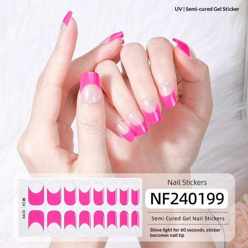 Semi-Cured Gel Nail Strips French Gradient Soft Glossy Design (MOQ=3)