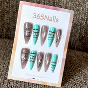 Mint Letter - Mint Script Pointed Press-On Nails
