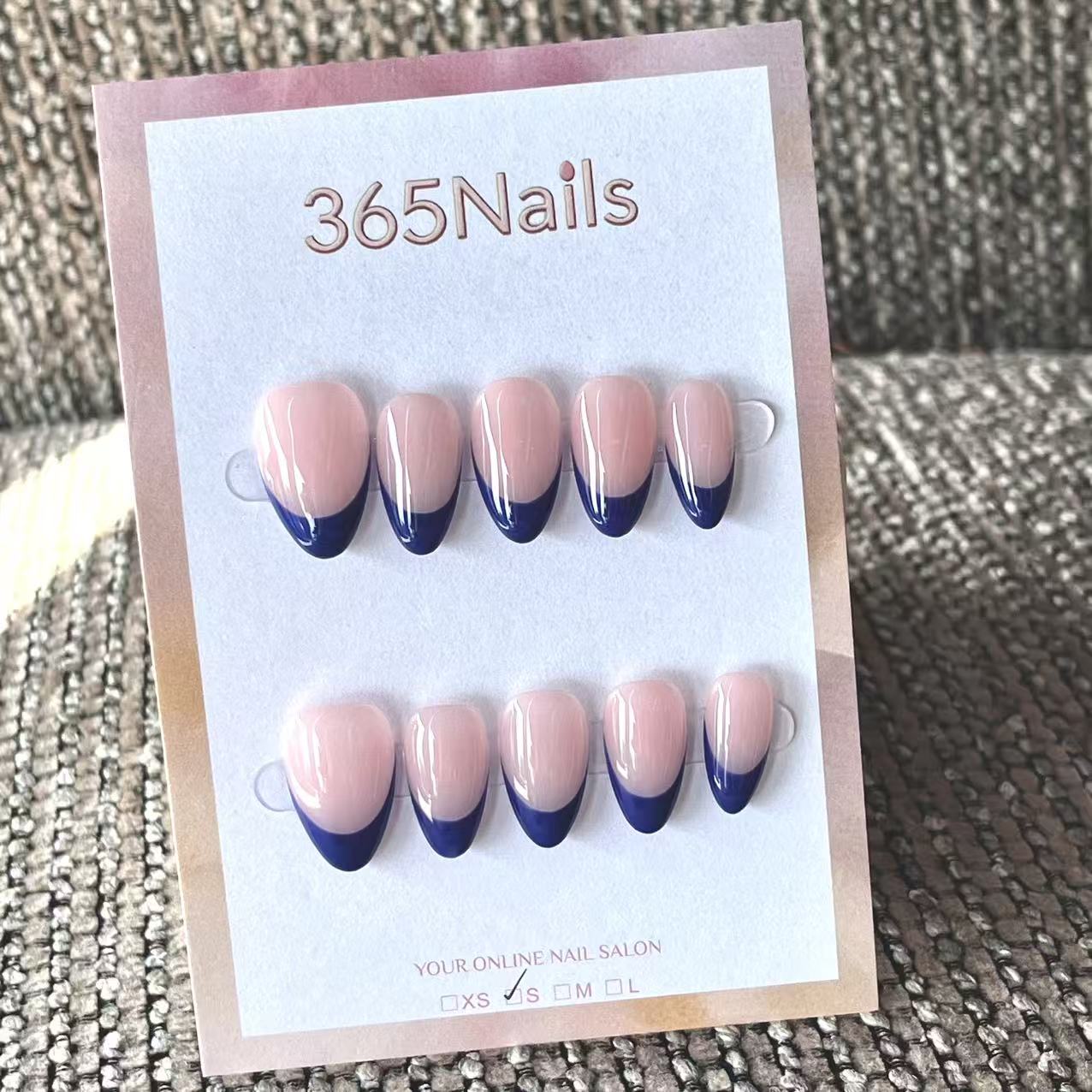 Handmade French patch manicure, multi-color and multi-reusable full coverage fake nail set