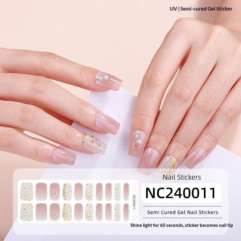 Semi-Cured Gel Nail Strips Soft Pink Gradient Glossy Natural Everyday Wear Set (MOQ=3)