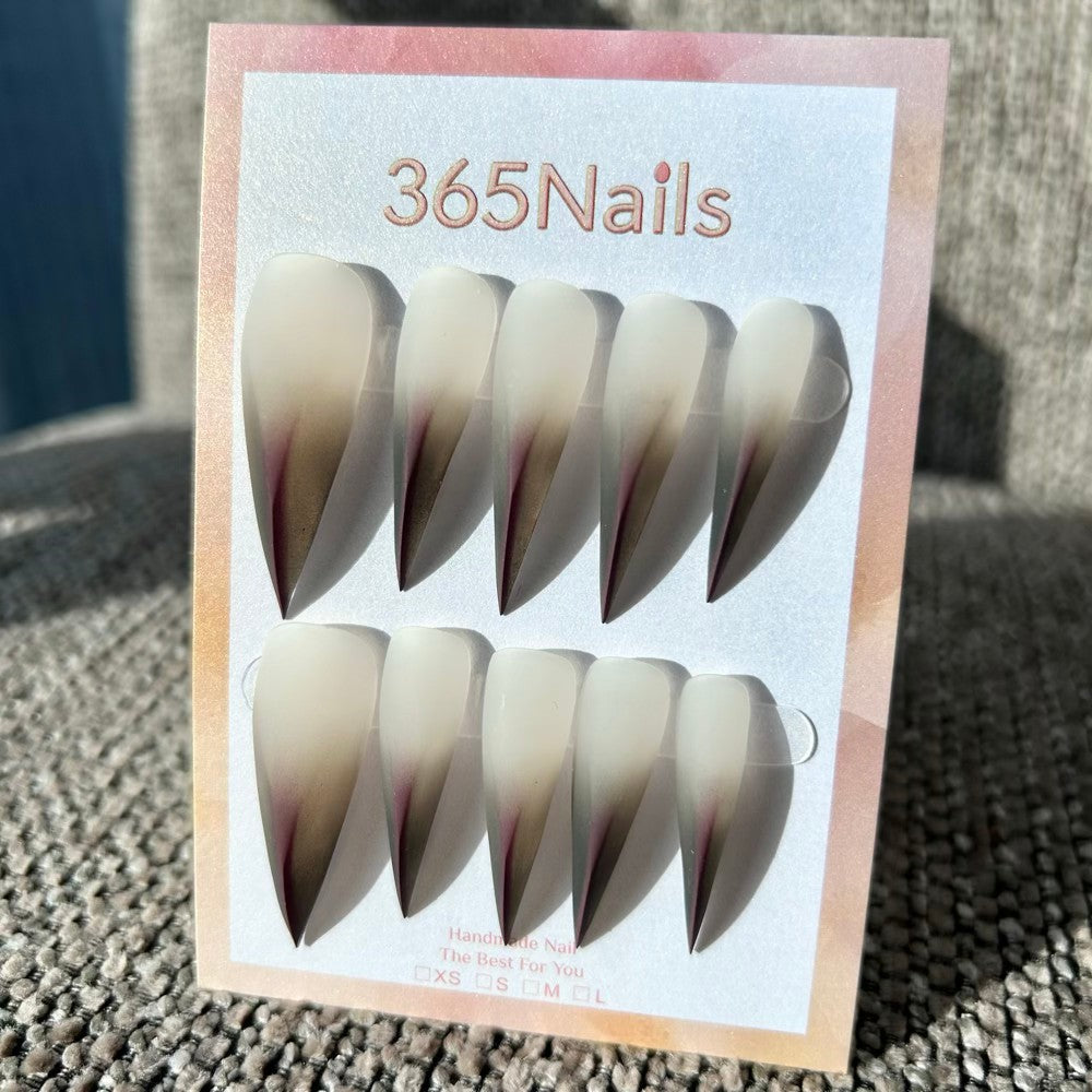 Latte Rose Shadow Dragon Claw Stiletto Matte Nude Gradient Handmade Dragon Nail