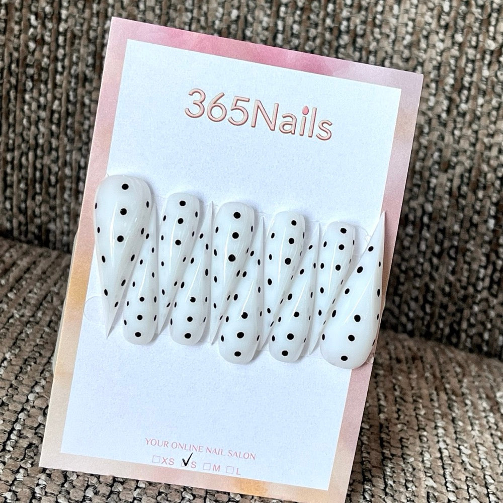 Ink Dot Parade - White Polka Press-On Nails