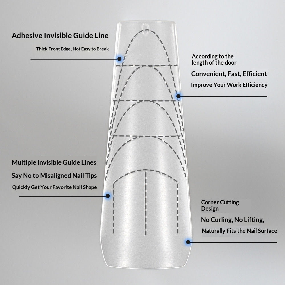 365nails 240pcs Half-Cover Nail Tips with Guide Lines | Clear Gel Extension Tips