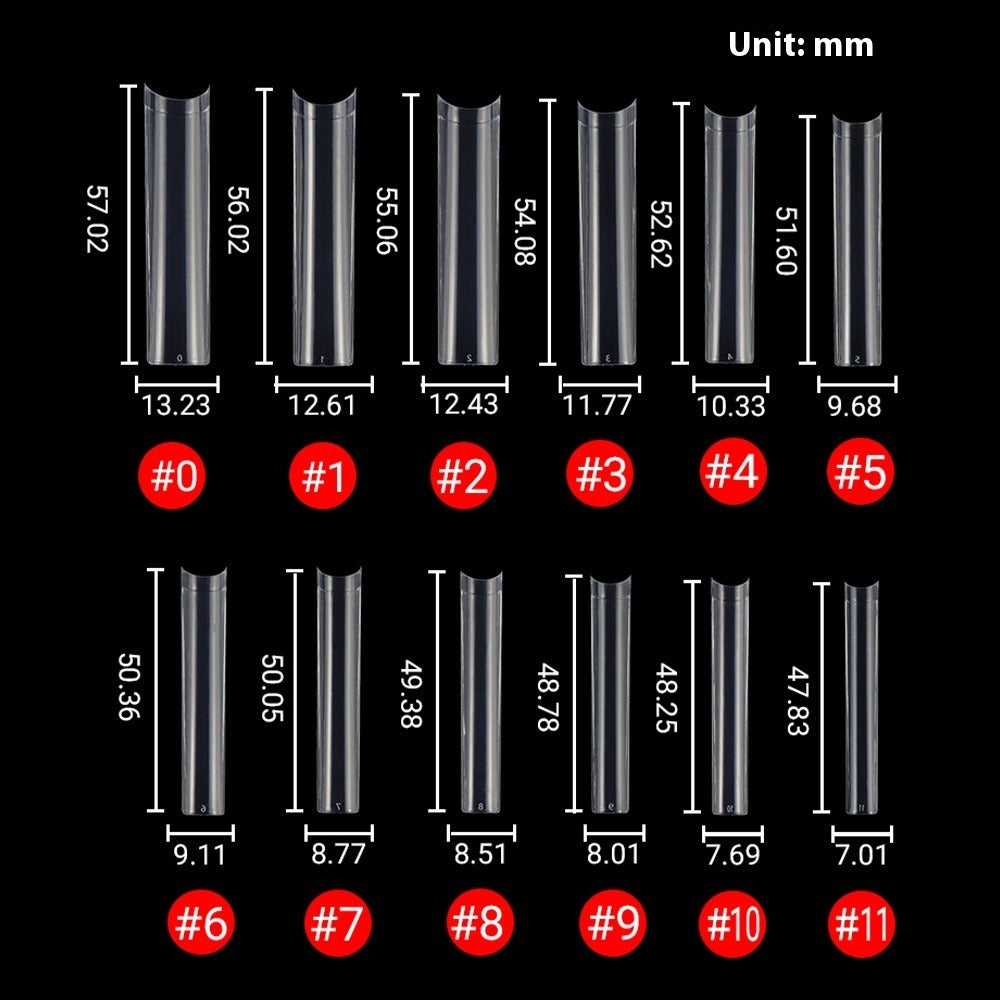 Nail Tips Amazon popular nail piece NO C extended water pipe nail patch 504 pieces boxed transparent semi-sticker XXXL fake nails