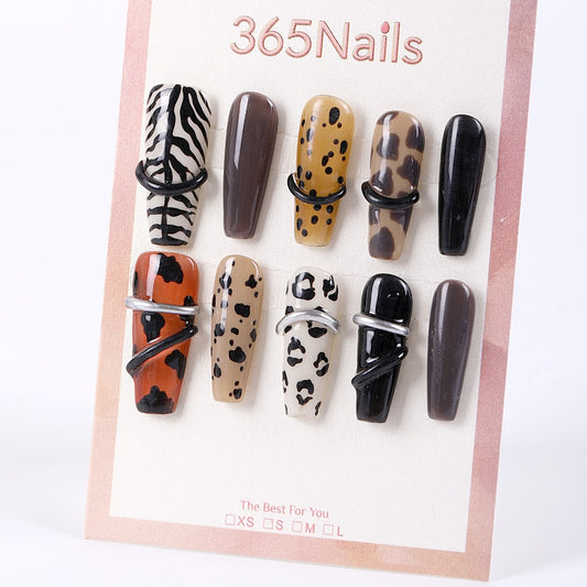 365nails mixed animal print with metal rings wild-chic press-ons