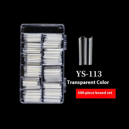 Nail Tips Nail plate semi-sticker, light sticker, lengthened XXXL water pipe nail NO C arc, light French manicure, transparent fake nail