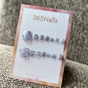 365nails: "galaxy glitter lavender" – handmade press-on pedicure