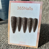 Twilight Dune Press On Nails Cool Brown Shimmer Stiletto| Starry Glitter · Sparkling Series