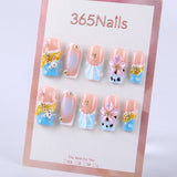 Beach Blue and Seashell Gold 3D Flower Press On Nail