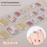 Semi-Cured Gel Nail Strips Gradient Bloom 3D Foil Toe Design (MOQ=3)