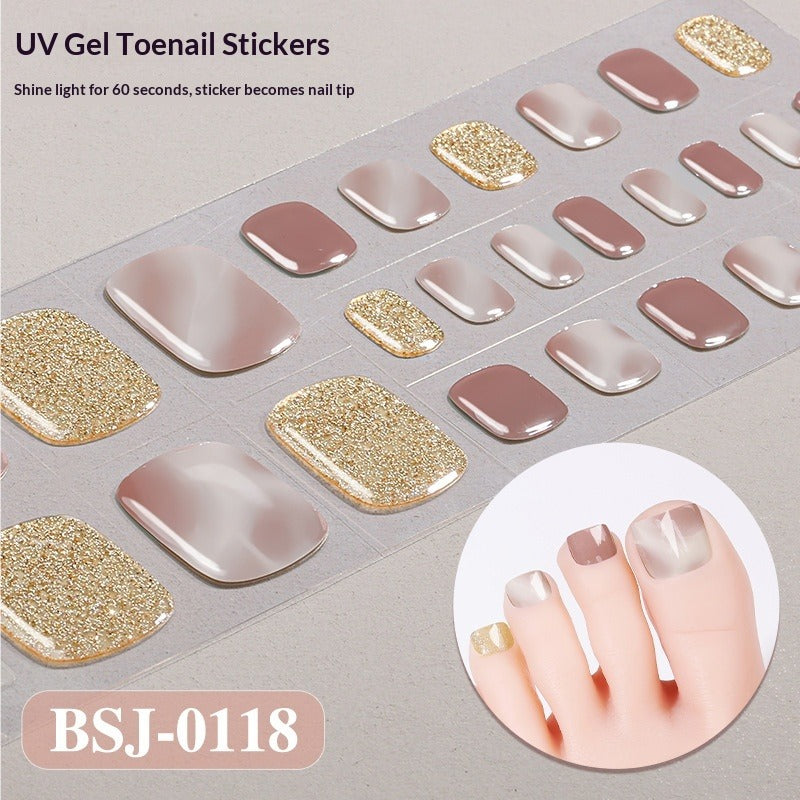 Semi-Cured Gel Nail Strips Gradient Bloom 3D Foil Toe Design (MOQ=3)