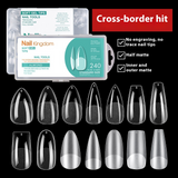 Nail Tips nail piece semi-matte 504 pieces boxed trapezoidal almond fake nail patch transparent and seamless nail art