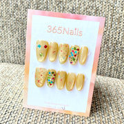 Luxury Logo 365nails: "Neon Pop Monogram" – Colorful Typography & Holographic Sequins Handmade Oval Nails