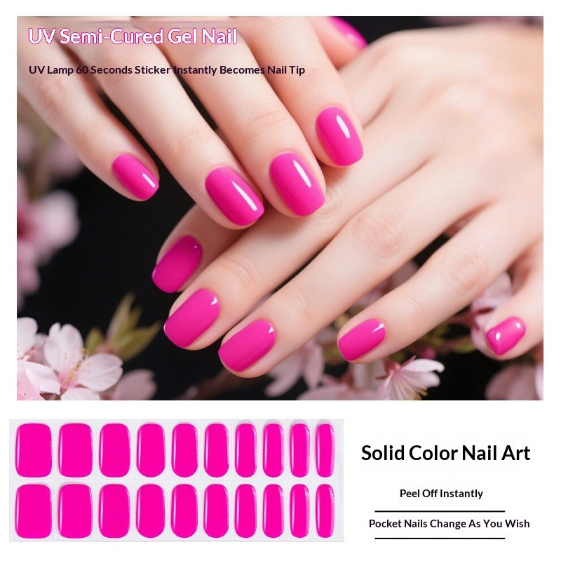 Semi-Cured Gel Nail Strips Solid Color Glossy Minimal Design (MOQ=3)