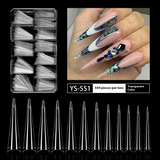Nail Tips long-pointed semi-sticker nail piece,  triangular pointed transparent fake nail patch French pointed nail piece