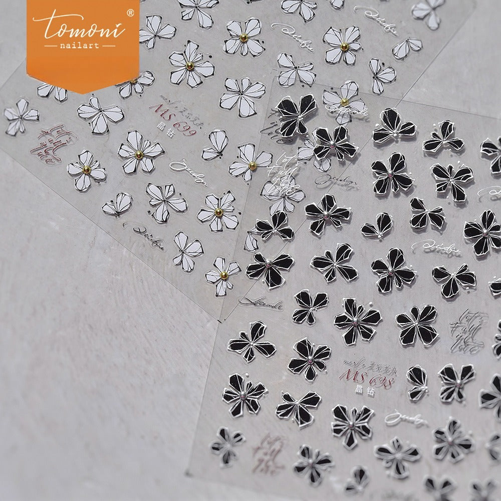 Black Clover Nail Stickers – 5D Embossed Minimalist Charm Set