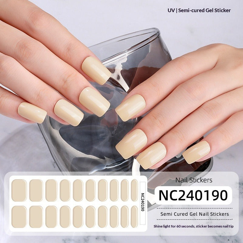 Semi-Cured Gel Nail Strips Solid Pearl Minimal Glossy Design (MOQ=3)