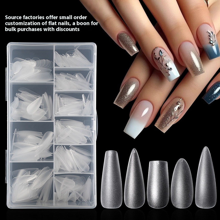 Pontas de unhas Almofadas de unhas foscas Lixamento livre Unhas planas Gotas d'água sem marcas Unhas postiças estilo bailarina para pressionar 500 unhas postiças para nail art em caixa (MOQ=3)