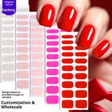 Semi-Cured Gel Nail Strips Solid Color Glossy Classic Design (MOQ=3)
