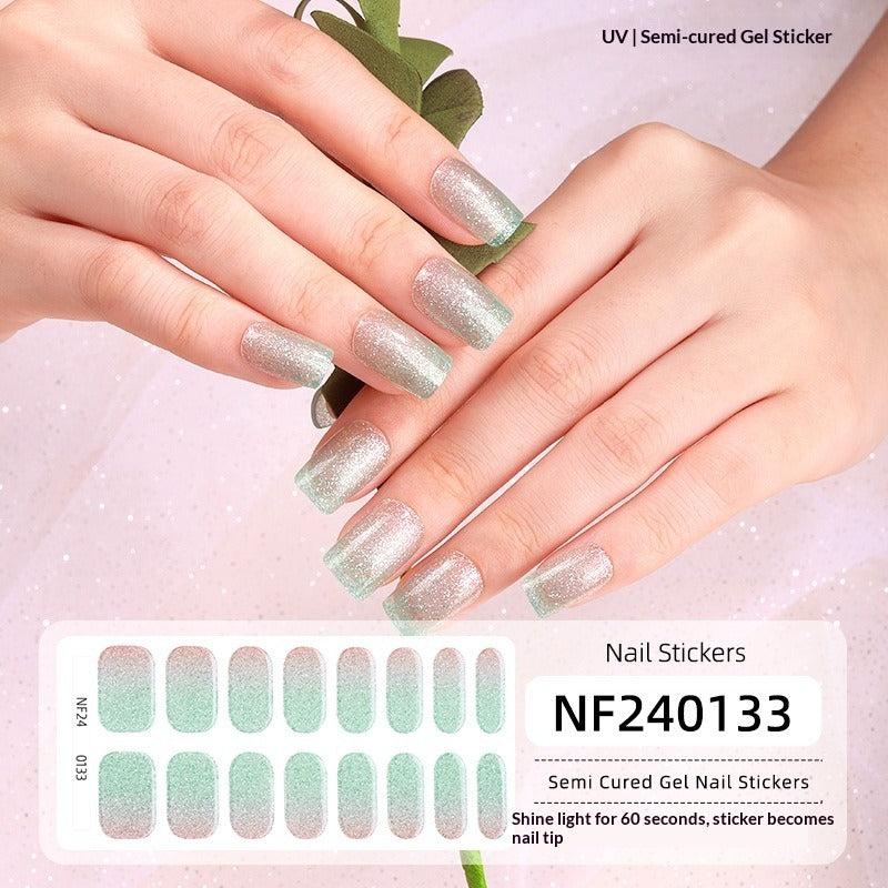 Semi-Cured Gel Nail Strips 3D Foil Heart Glossy Design (MOQ=3)